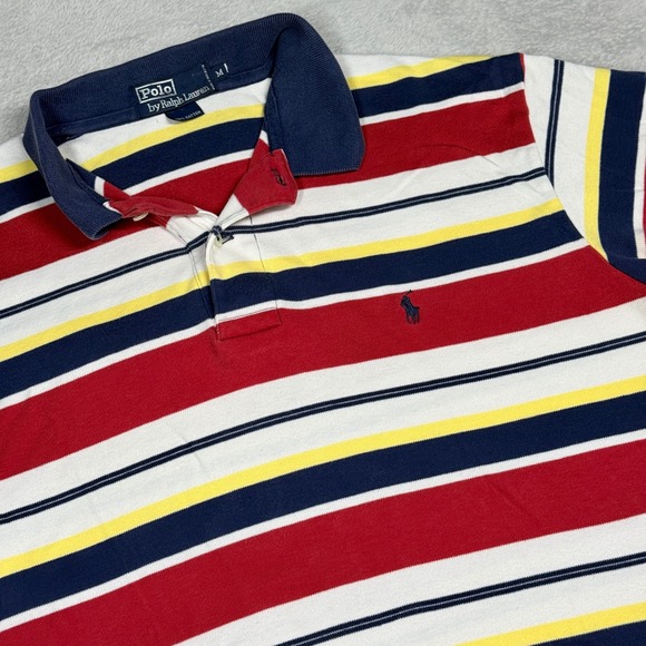 Polo Ralph Lauren Other - Polo Ralph Lauren Striped Polo Shirt Navy Red Yellow White Cotton Size M